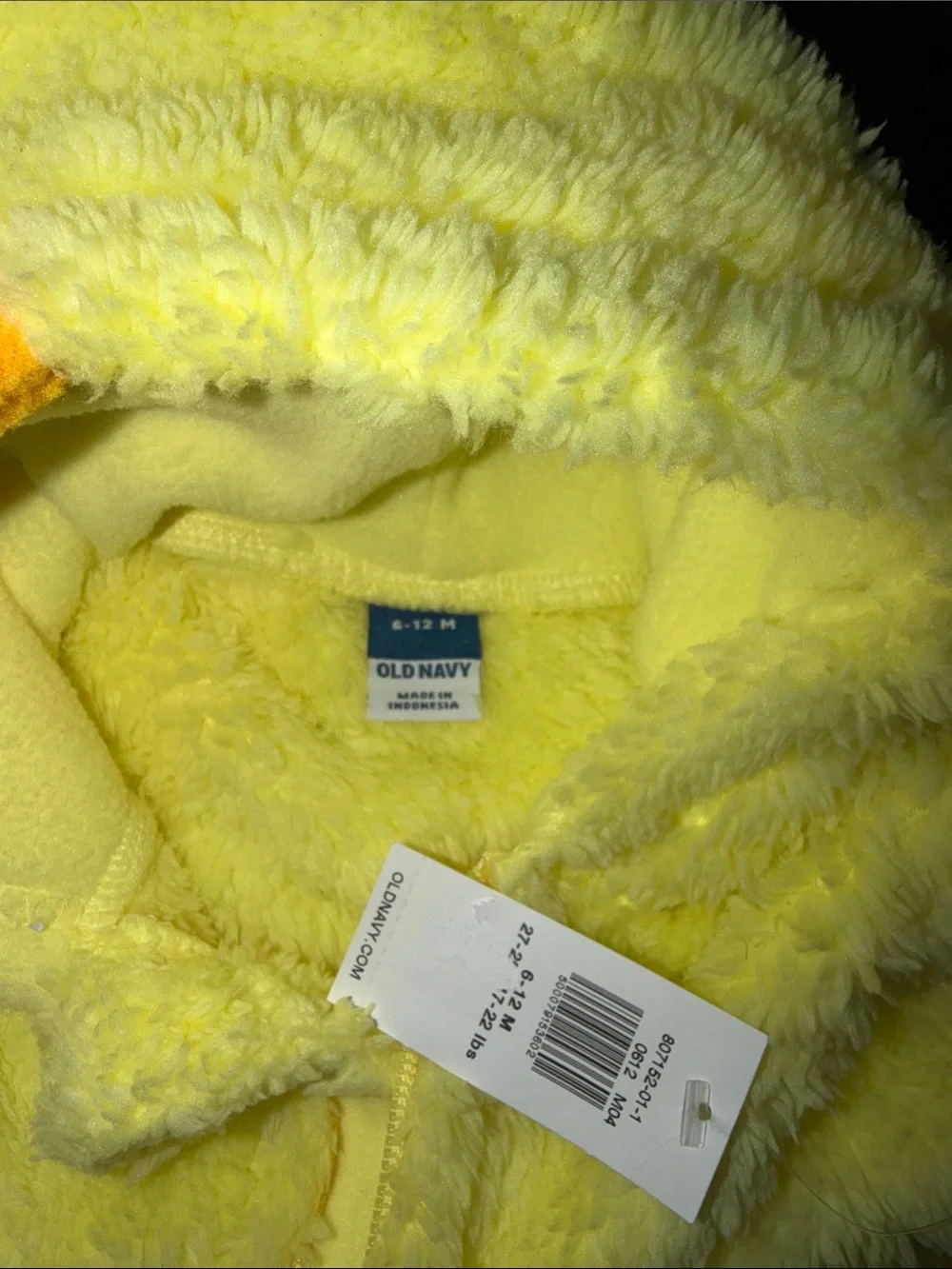 NWT Old Navy Yellow Chicken Hooded Cozy Plush One-Piece Zip-up Costume